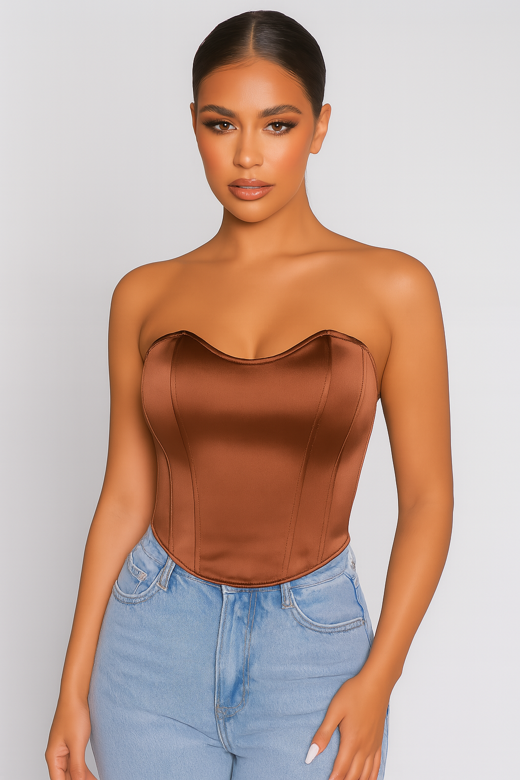 Satin Corset Crop Top