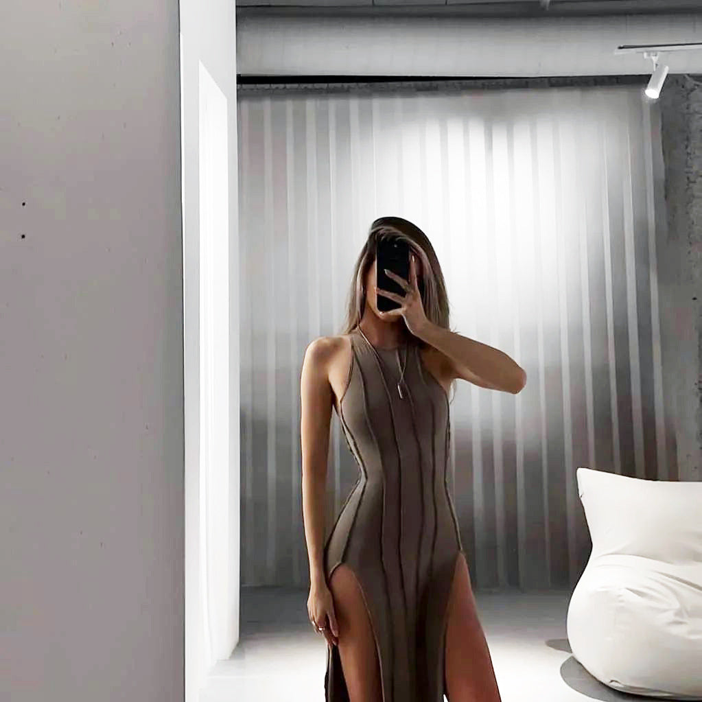 Slim-fit Double Slit Dress