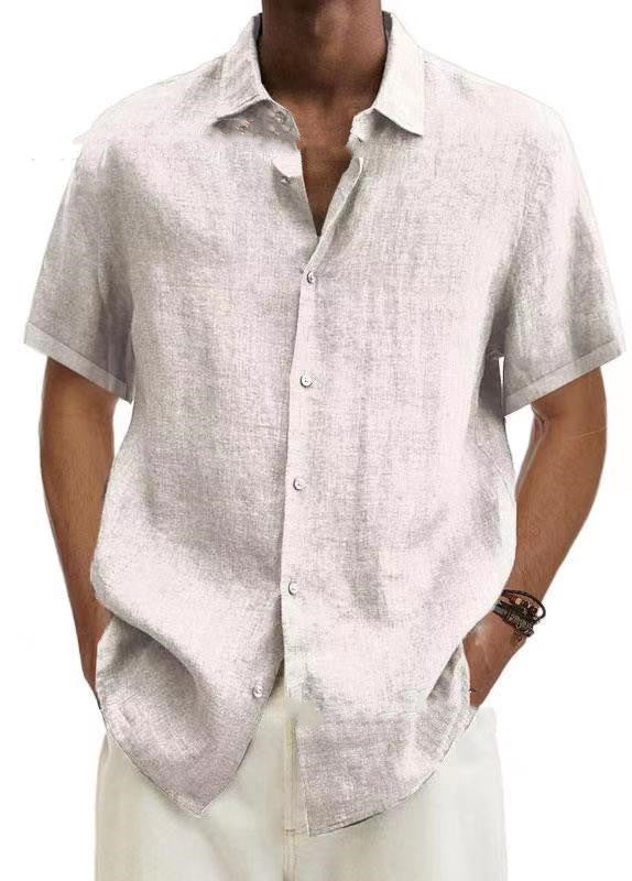 V-neck Button Cotton Linen Shirt
