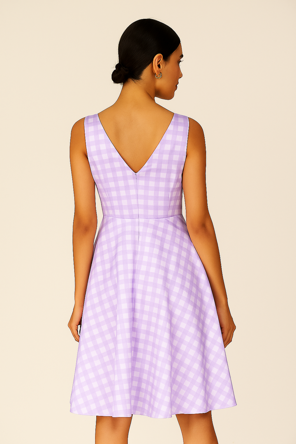 Lilac Gingham Fit & Flare Summer Dress