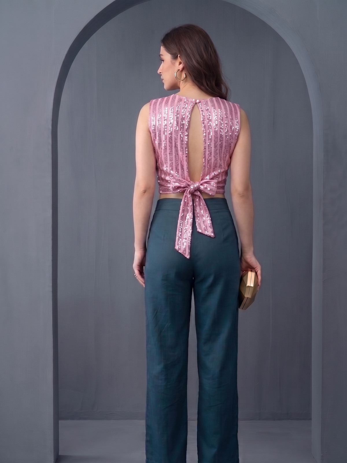 Square Neck Frill Top Pink