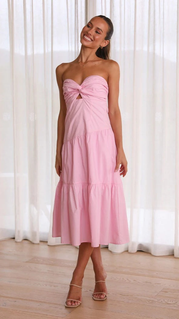 Knot Detail Long Tiered Dress