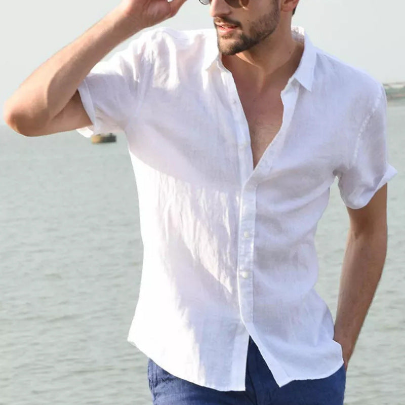 Short-sleeved Casual Button Down Shirt