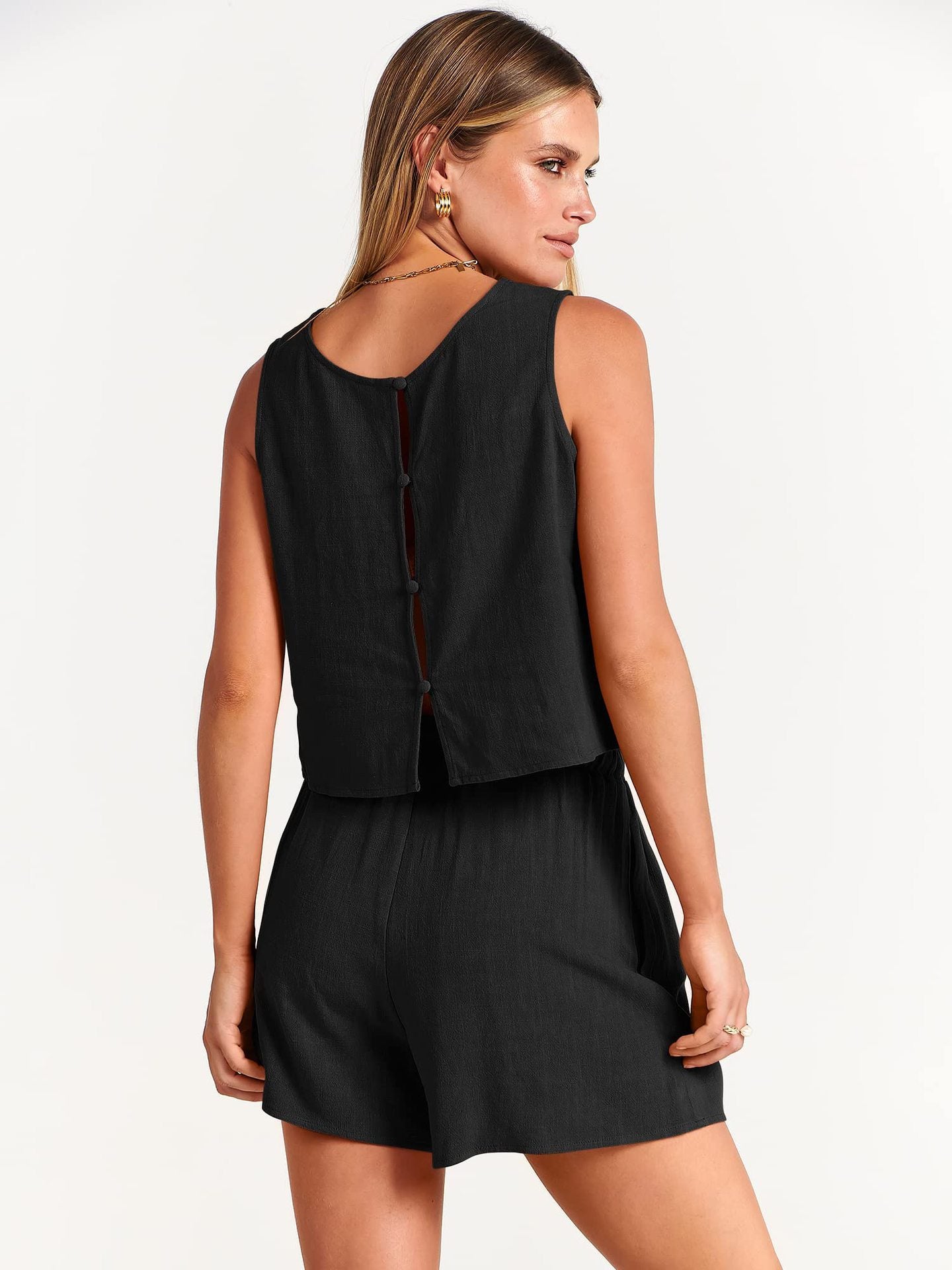 Sleeveless Top And Drawstring Shorts Co-ord Set