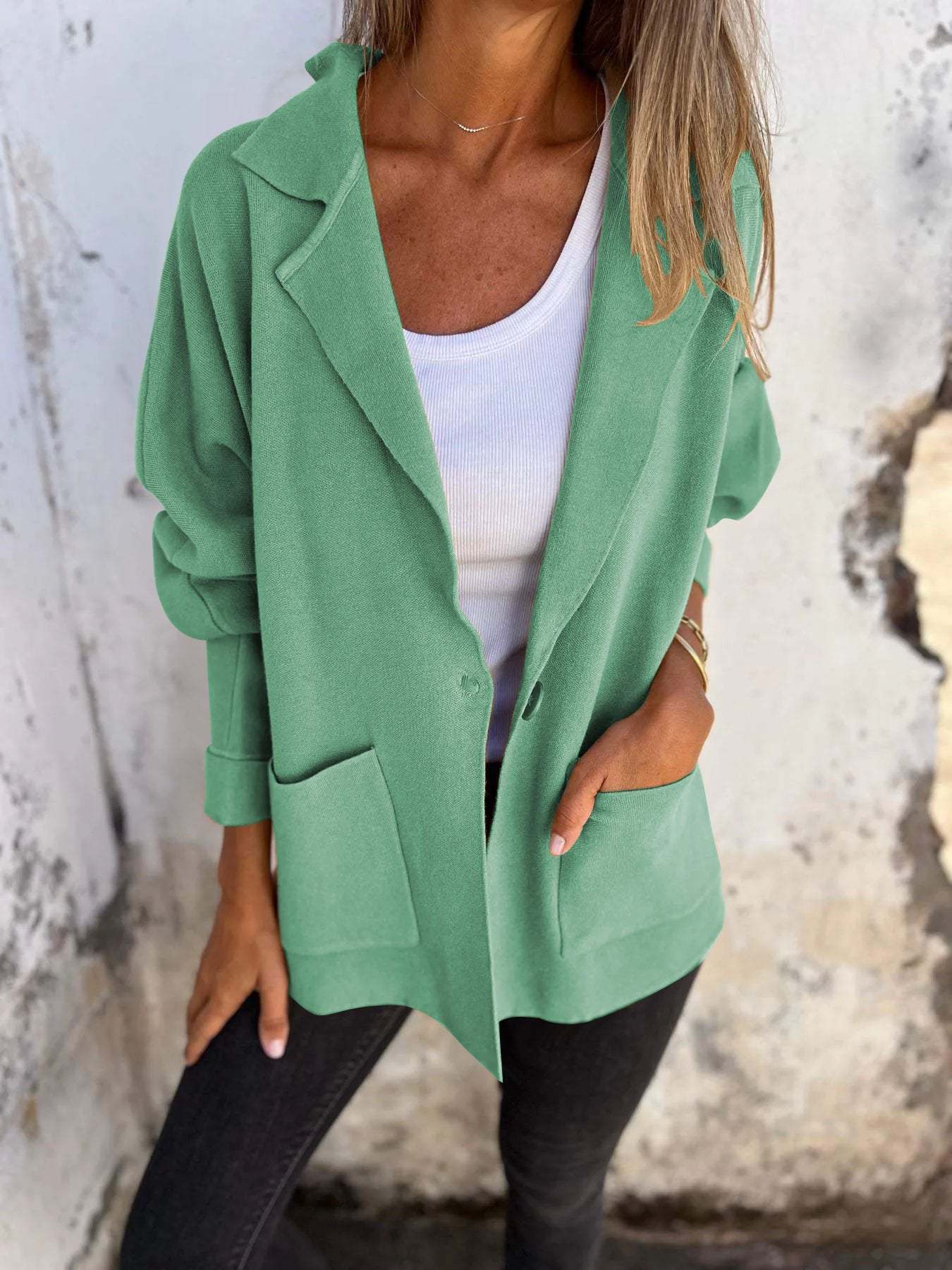 Versatile Long Sleeve Jacket With Pockets