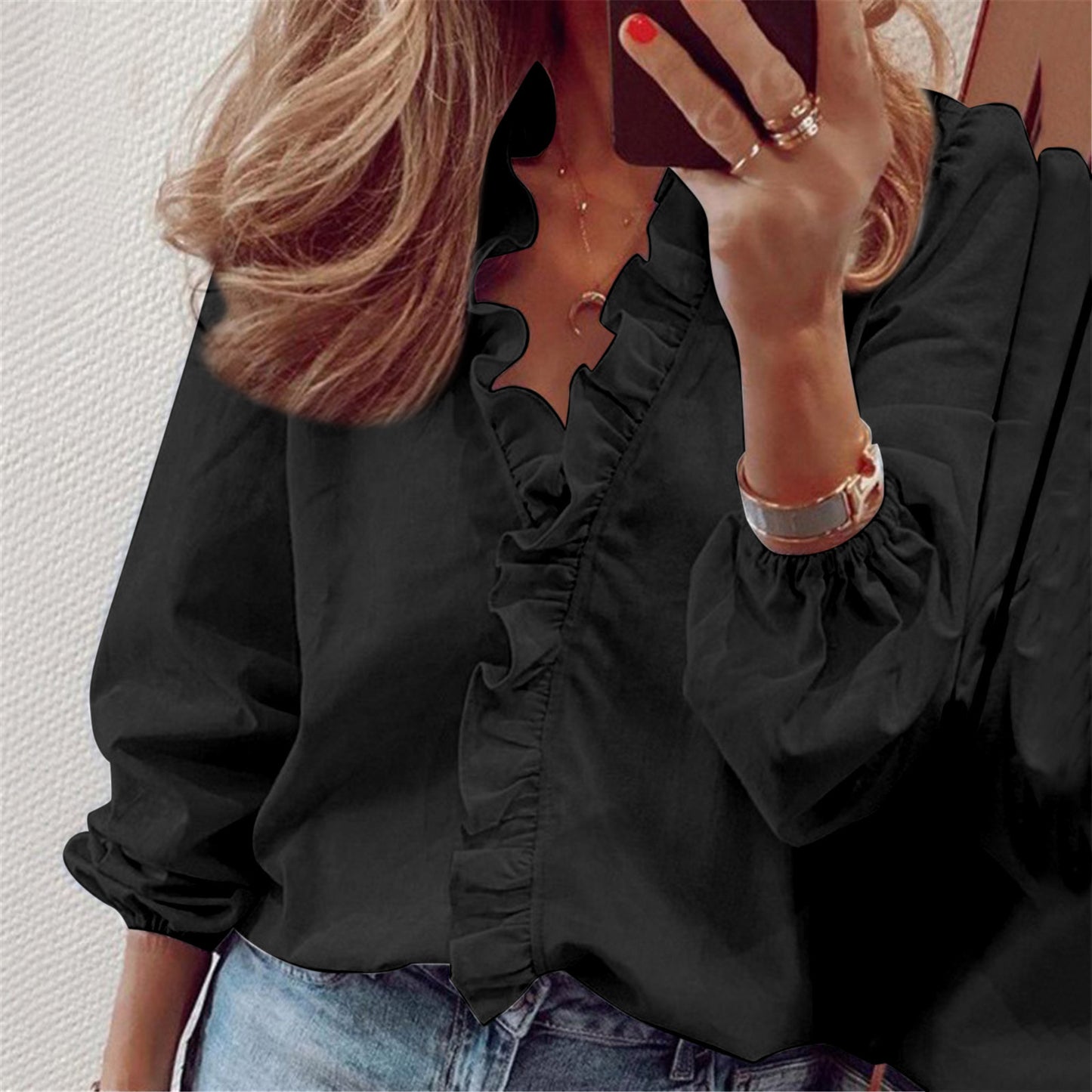 Long-sleeved Ruffled Shirt