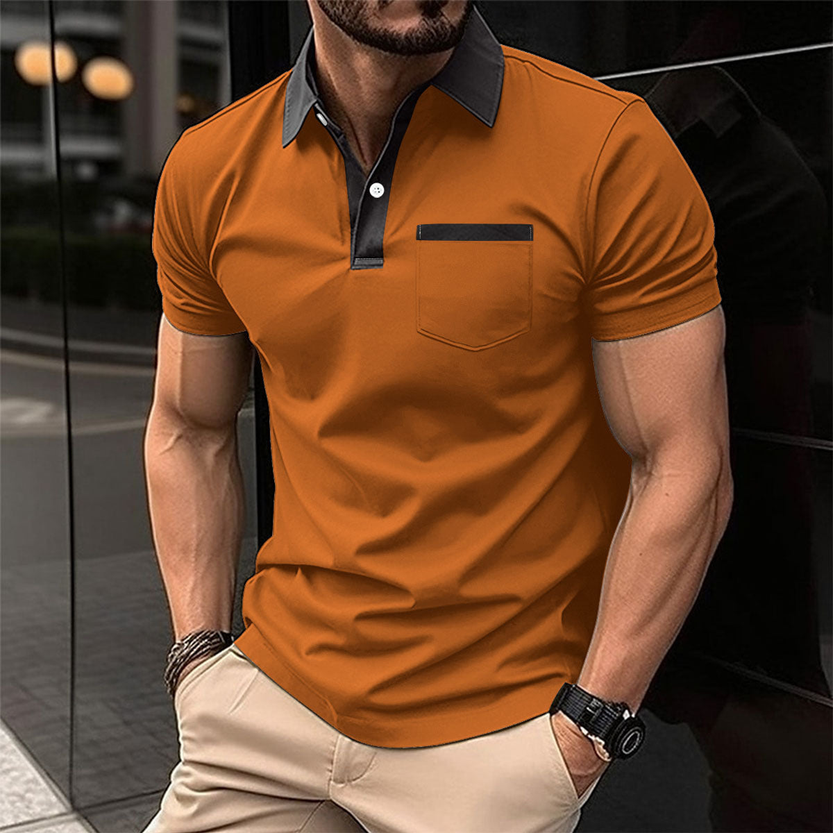 Lapel Pocket Short-sleeved Polo T-shirt