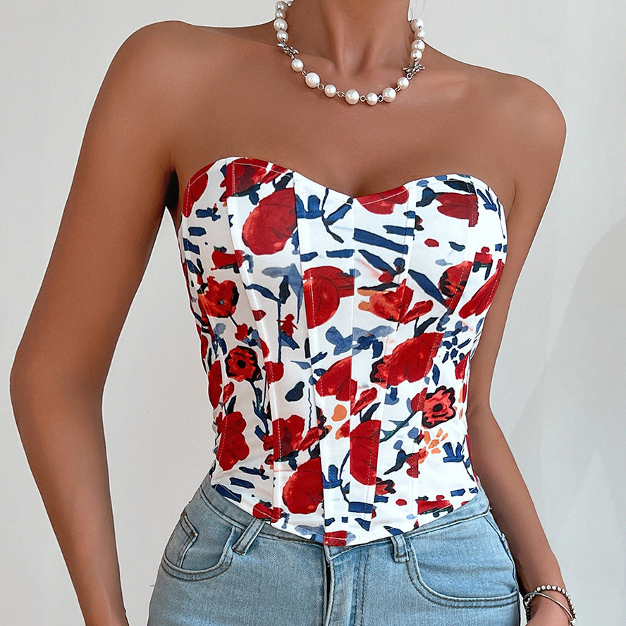 Floral Strapless Corset Top
