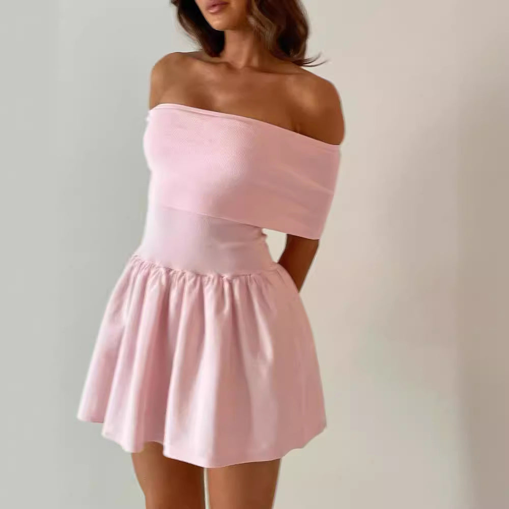 Off-shoulder fit & flare Dress – Purple Haze Studio