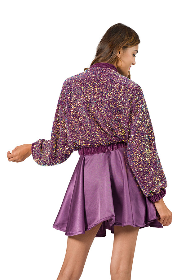 Glammy Bomber Co-ord Set Purple