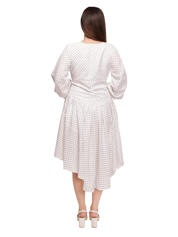 Margaret Gathered Assymetrical Hem Dress