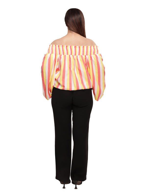 Penelope Stripped Offshoulder Top