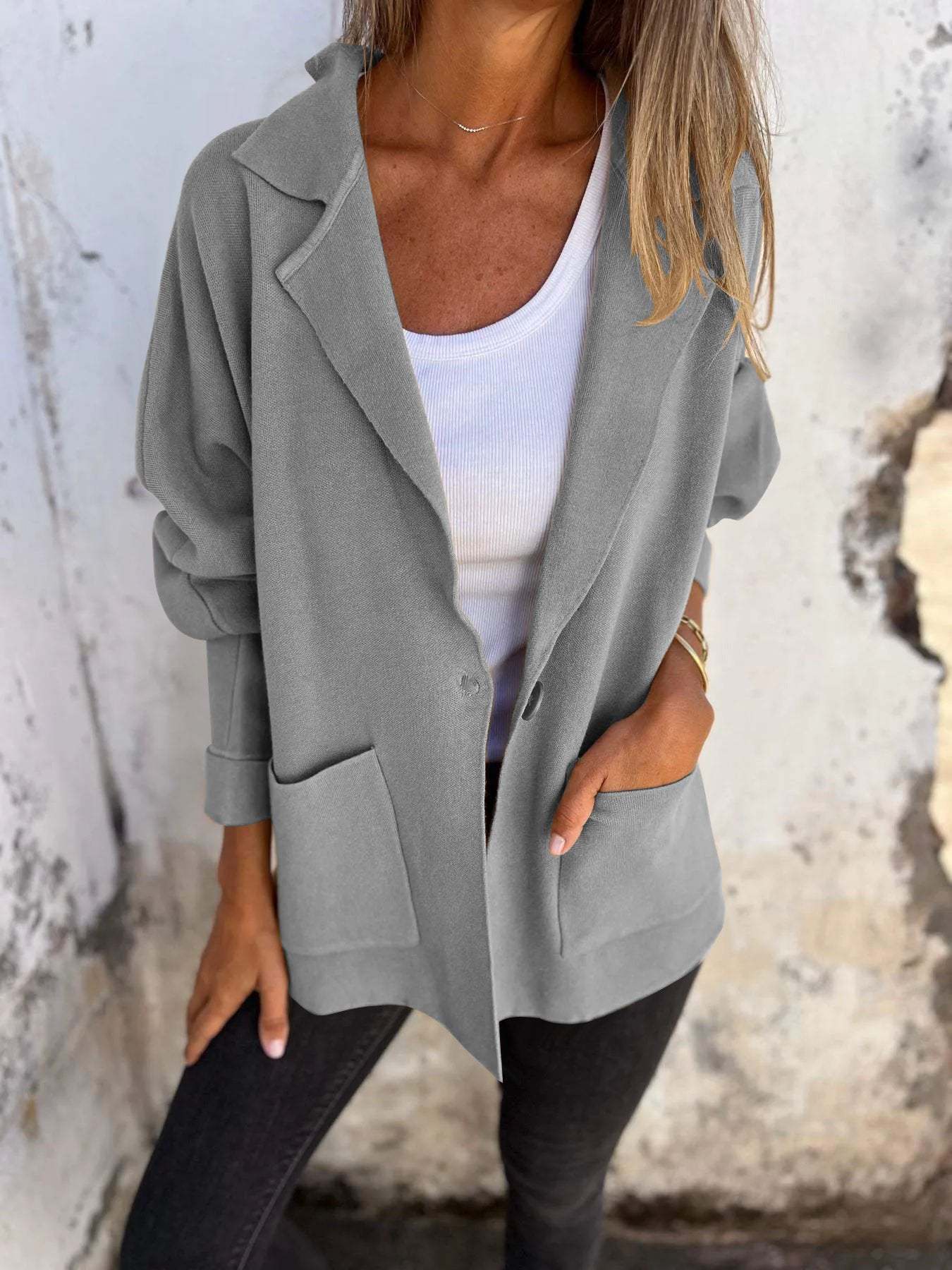 Versatile Long Sleeve Jacket With Pockets
