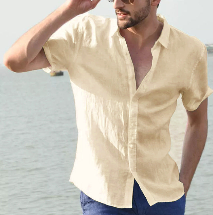 Short-sleeved Casual Button Down Shirt
