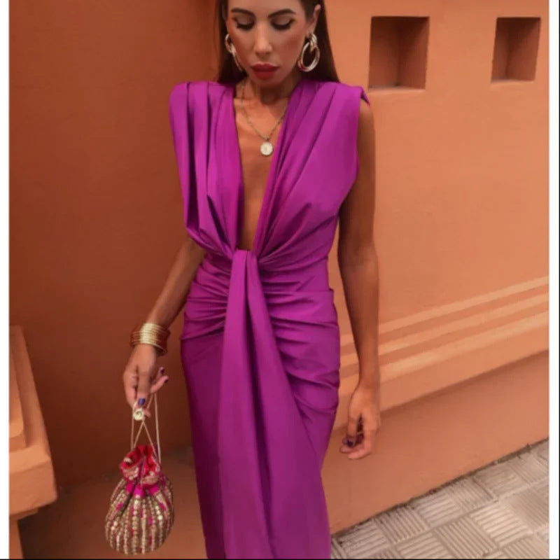 Scoop Neck Ruched Dress