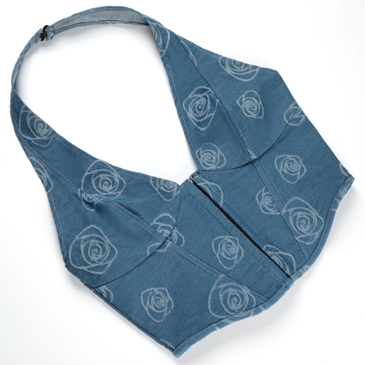 Retro Blue Denim Printed Corset