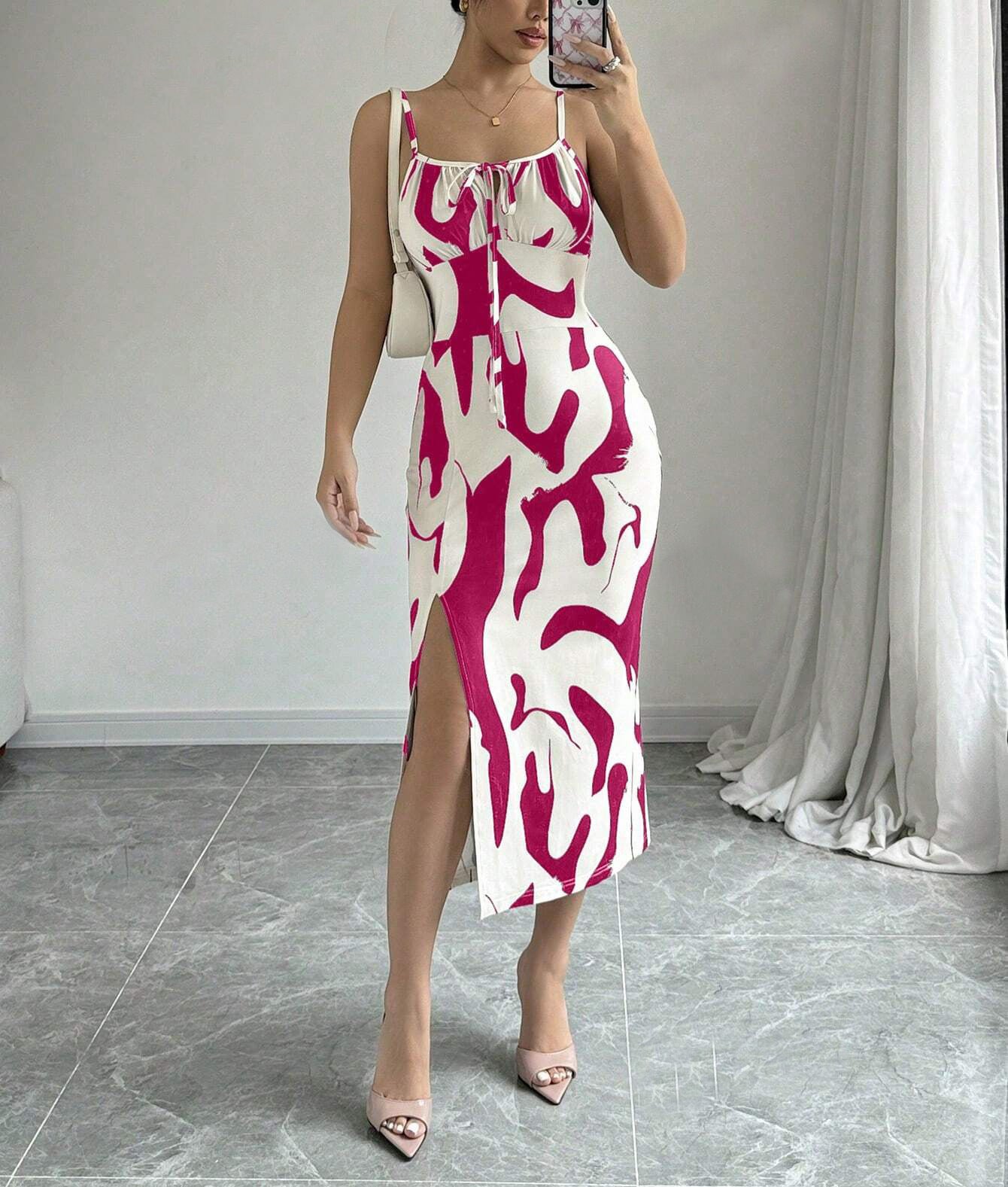 Printed Slit Long Dress