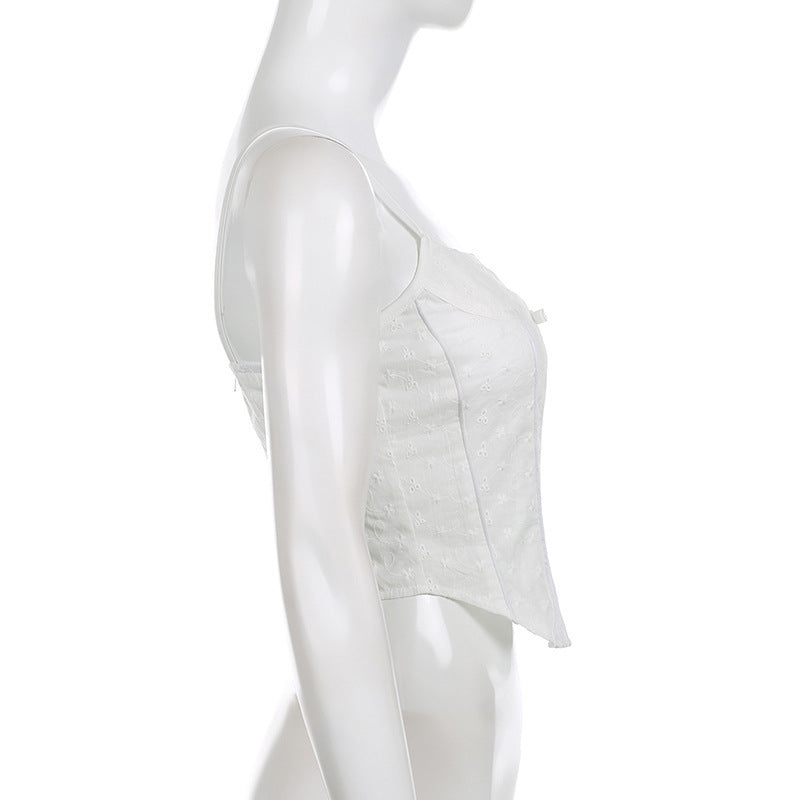 Embroidered Corset Vest Top