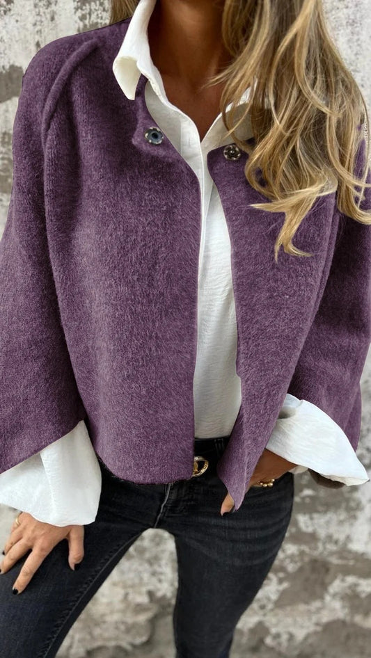 Short Cashmere Batwing Sleeve Cardigan