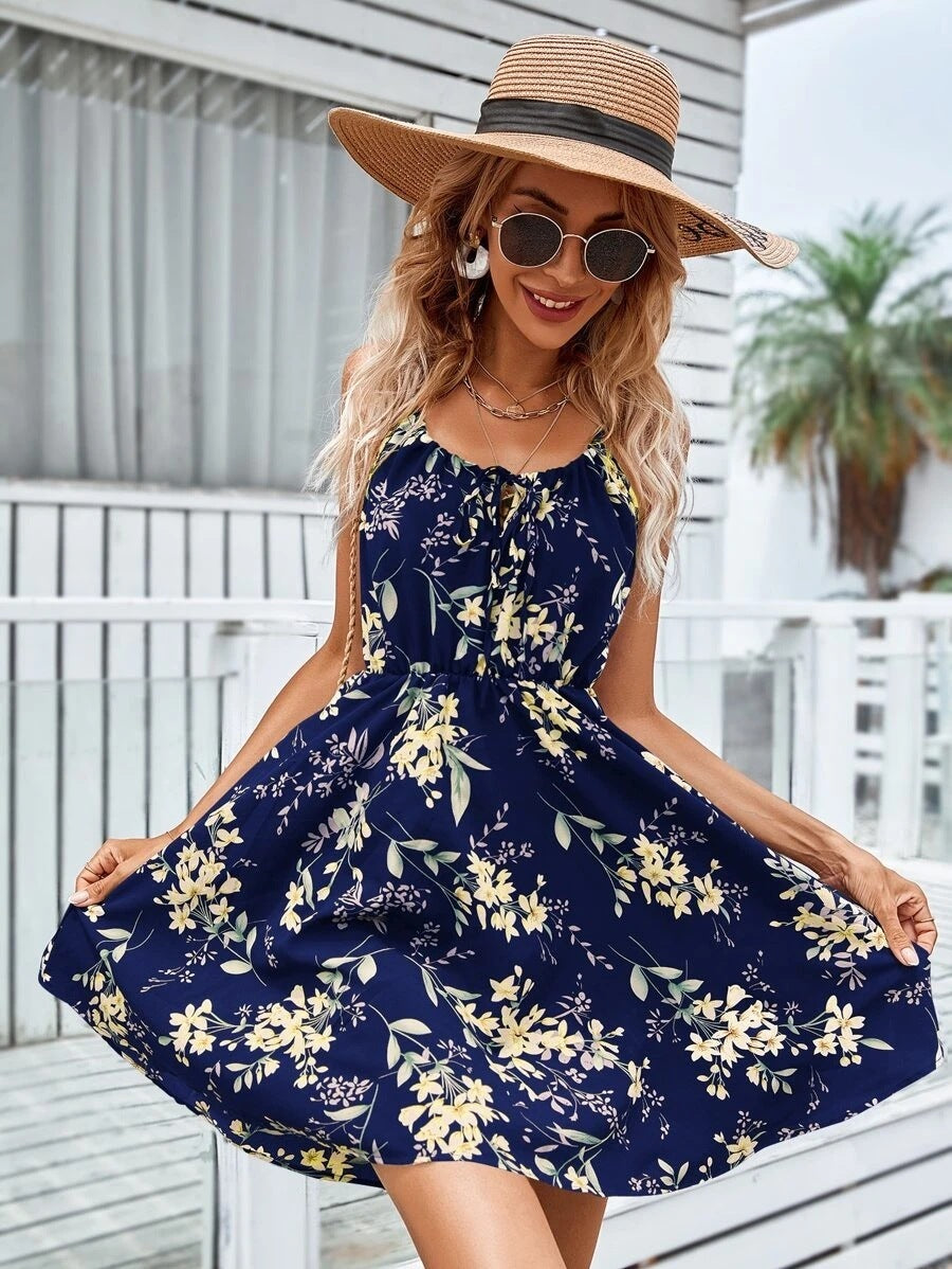 Floral Print Fit & Flare Short Dress