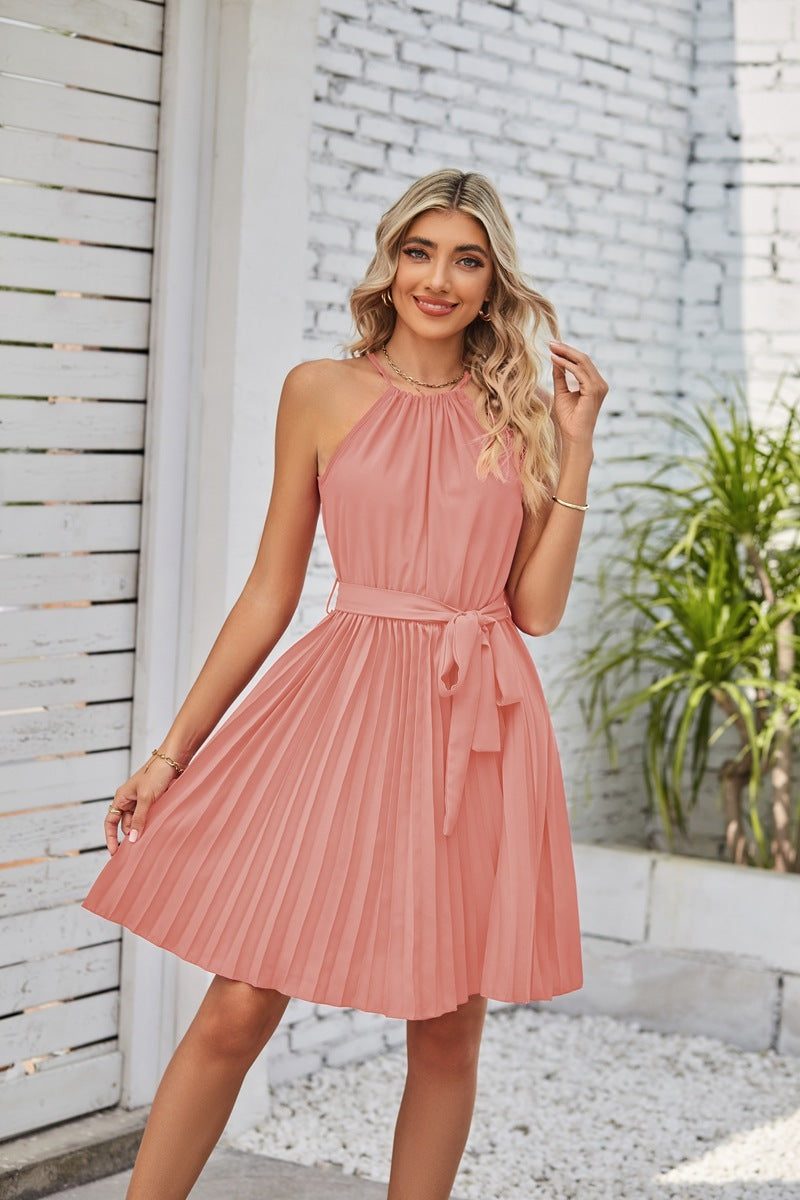 Pleated Skirt Halter Strapless Dresses