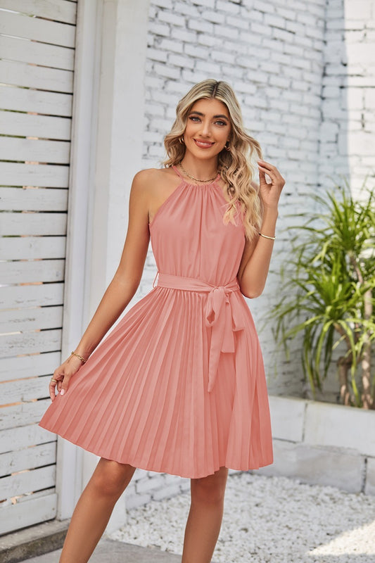 Pleated Skirt Halter Strapless Dresses