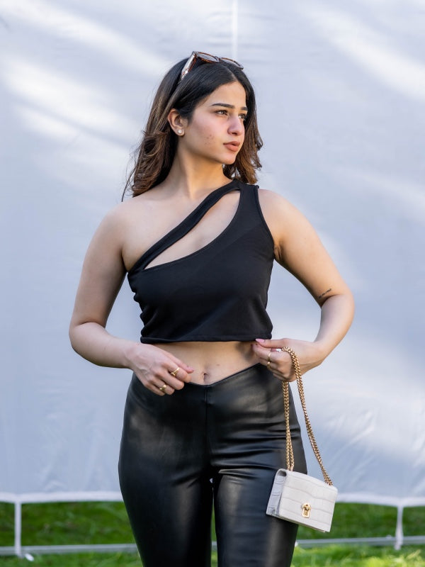 Hannah Double Strap One-shoulder Crop Top