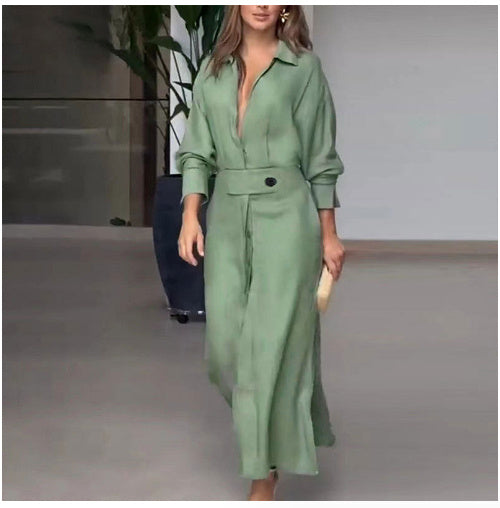 V-neck Long Sleeve Lapel Dress