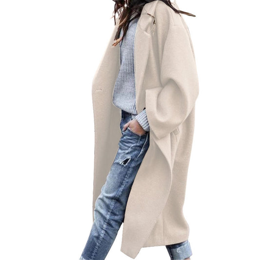 Single Breasted Long Coat With Pockets