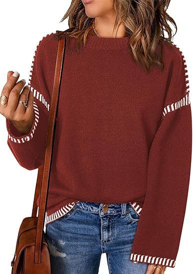 Round Neck Long Sleeve Pullover Sweater Tops