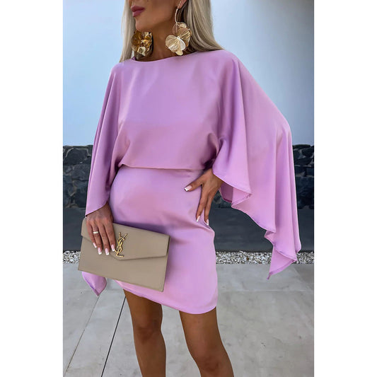 Satin Bat-wing Sleeve Dress