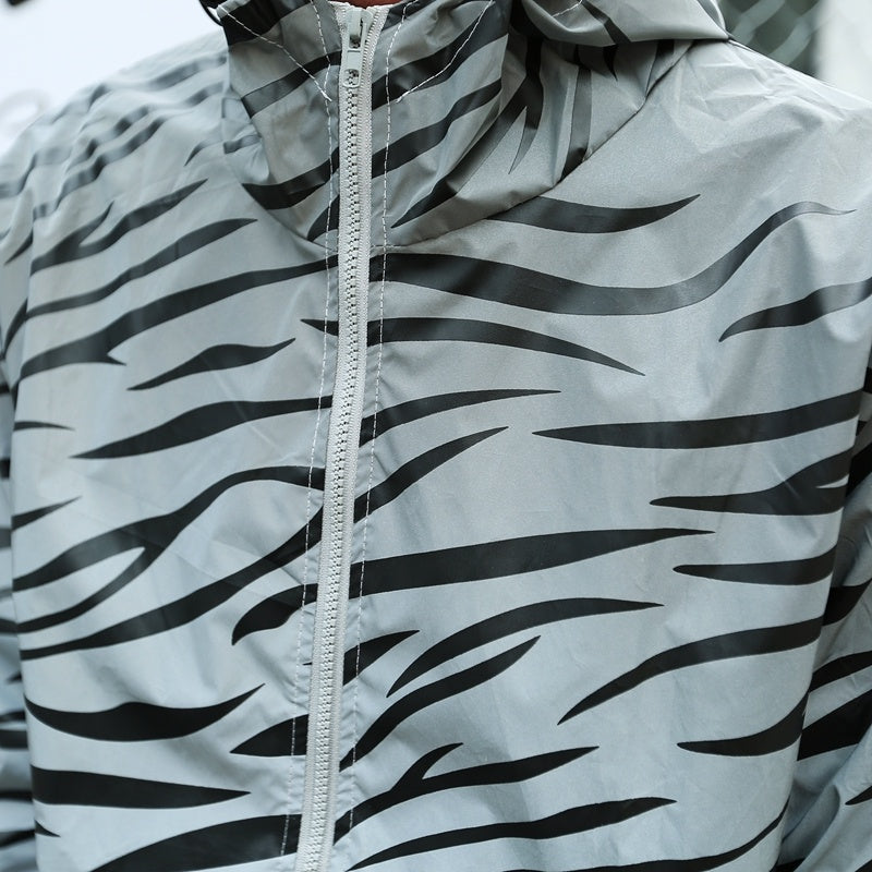 Zebra Pattern Reflective Hoodie