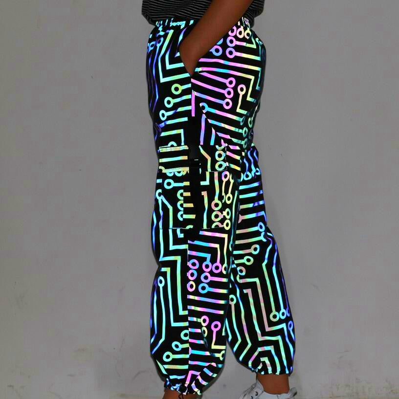 Circuit Pattern Colourful Reflective Trousers