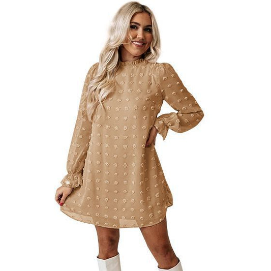 Bubble Long-sleeved Lace Collar Dress