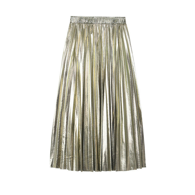 Metallic Reflective Pleated Skirt