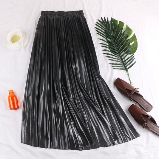 Metallic Reflective Pleated Skirt