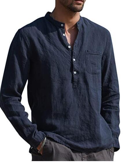 Long Sleeved V Neck Linen Shirt