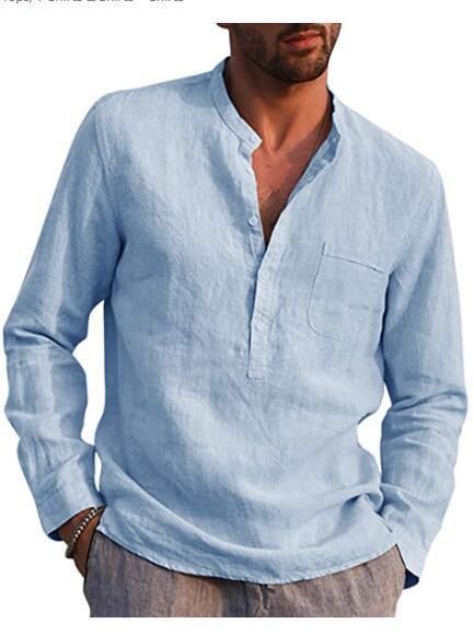 Long Sleeved V Neck Linen Shirt