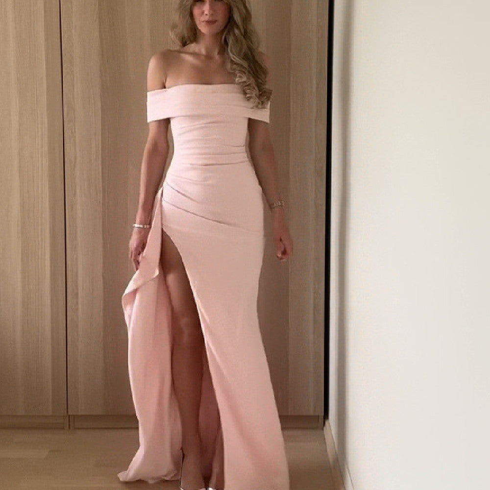 Slit Off-shoulder Long Dress