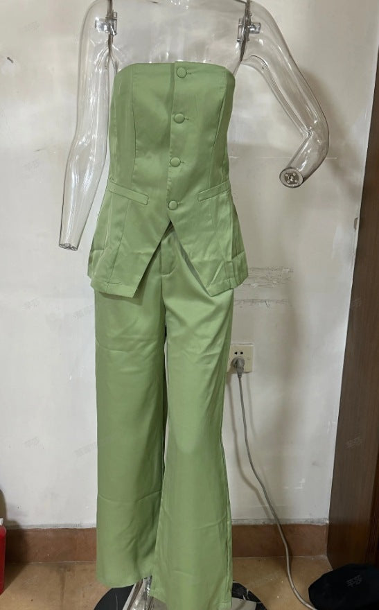 Tailored Tube Top Suit Set