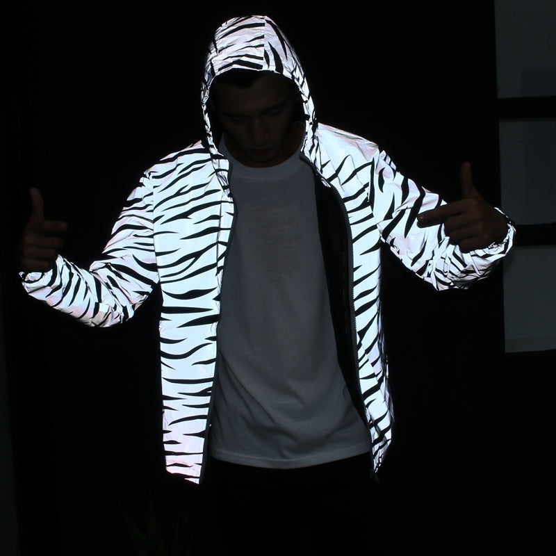 Zebra Pattern Reflective Hoodie