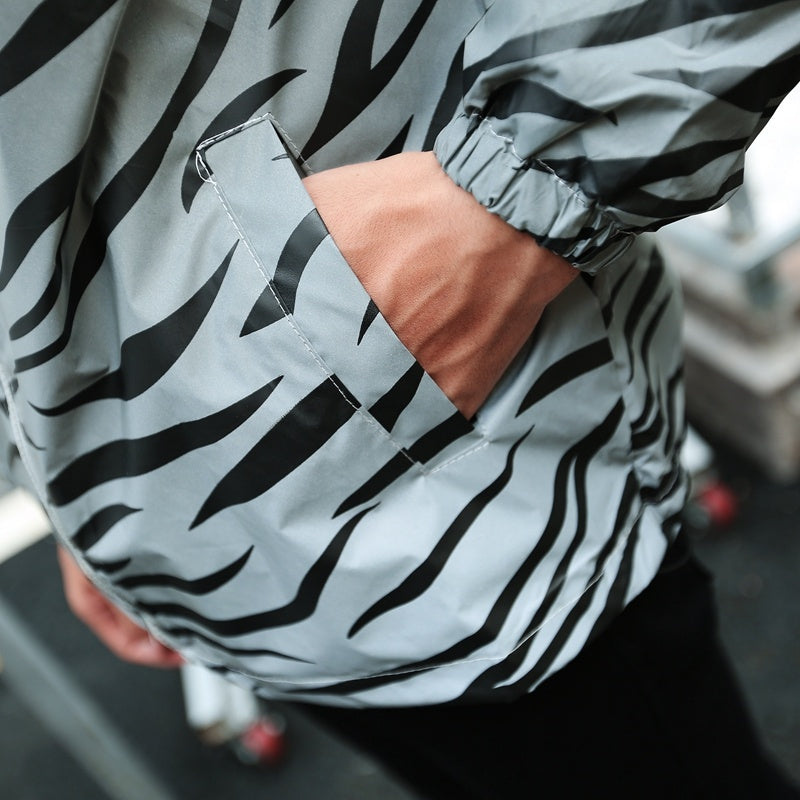 Zebra Pattern Reflective Hoodie