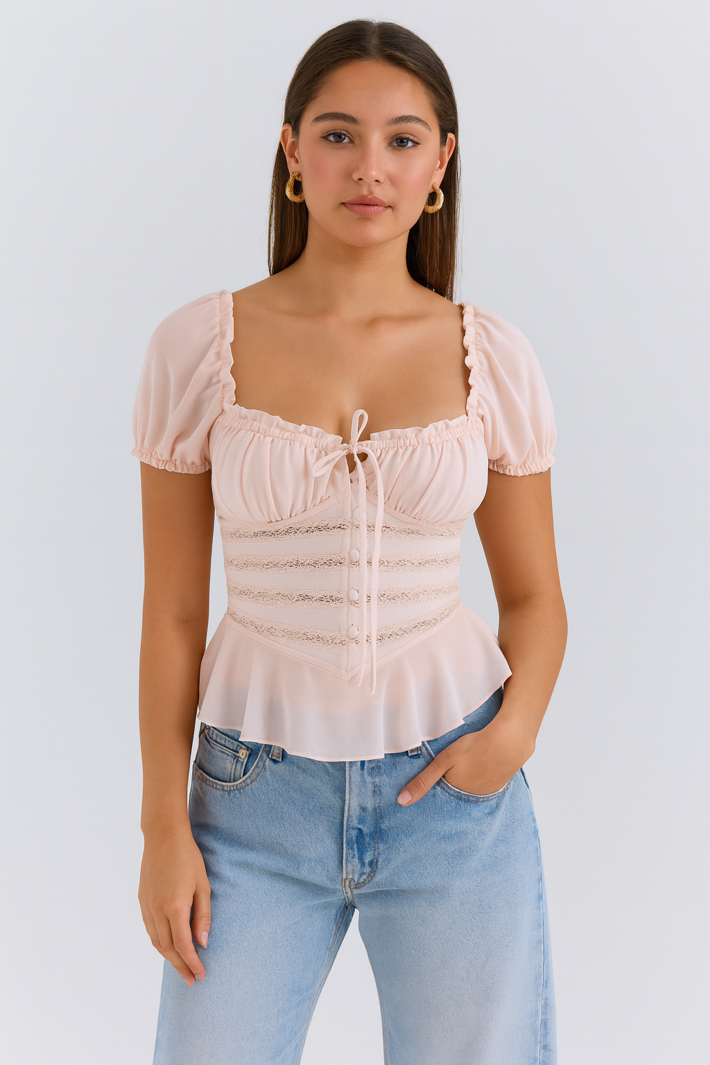 Blush Belle Puff Sleeve Lace Top