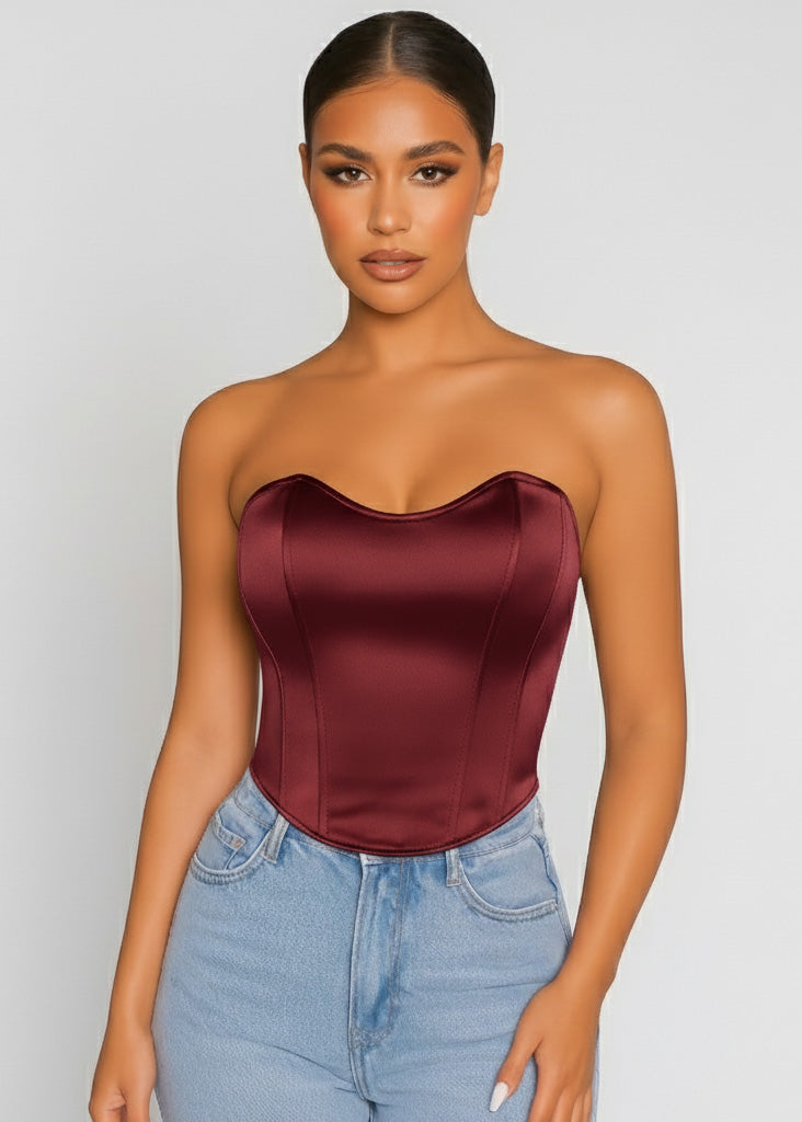 Satin Corset Crop Top