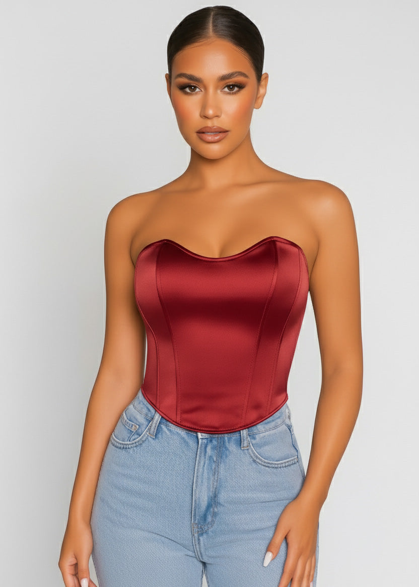 Satin Corset Crop Top
