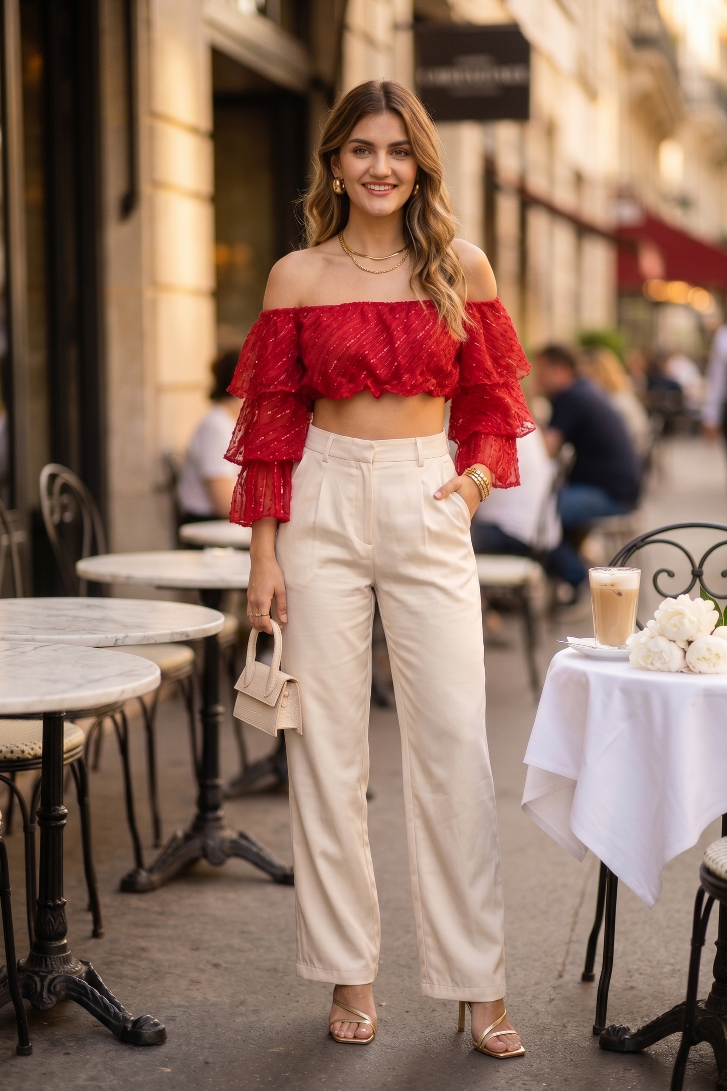 Dazzling Tiered Top Red