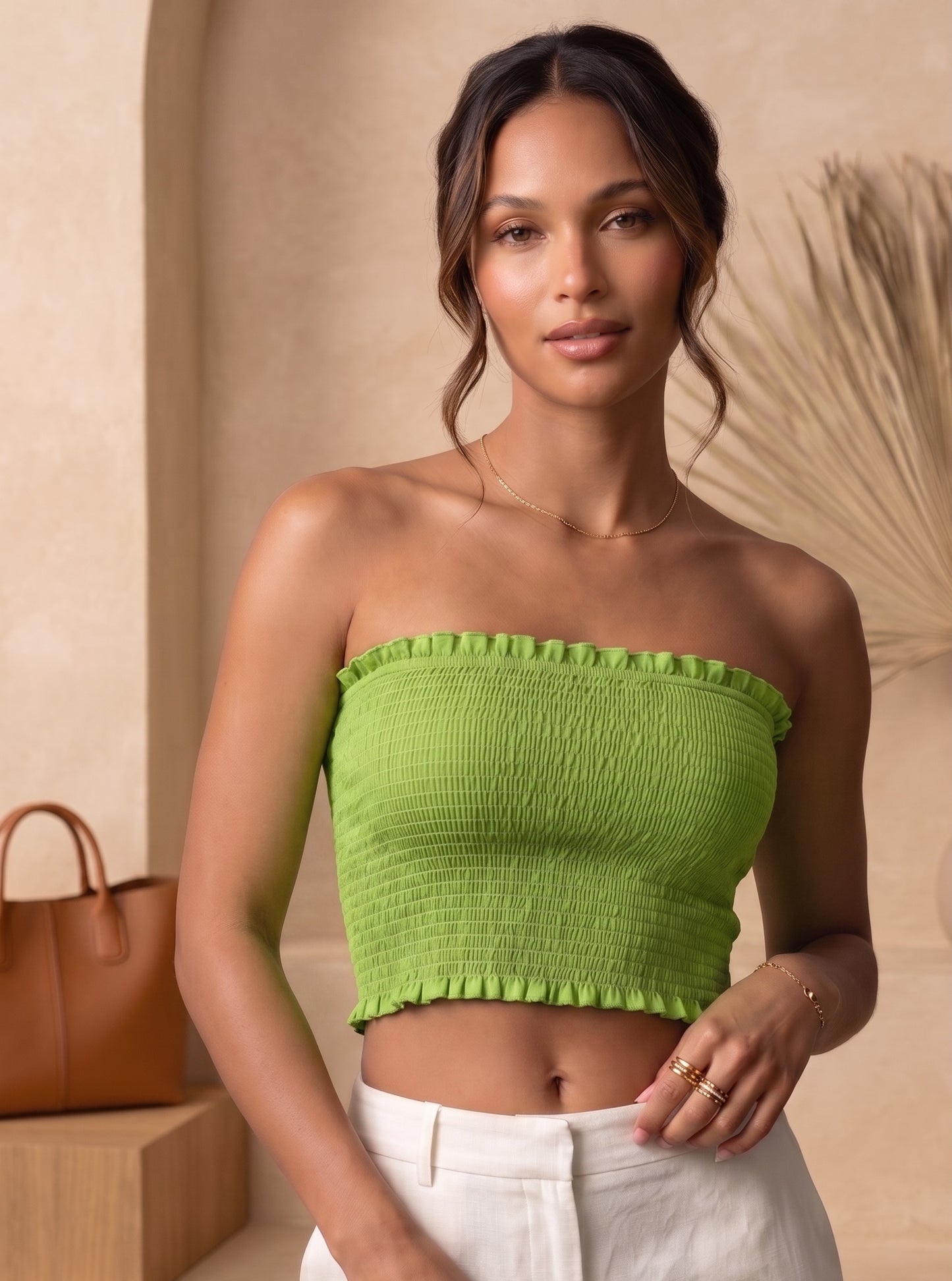 Solid Smocked Crop Top