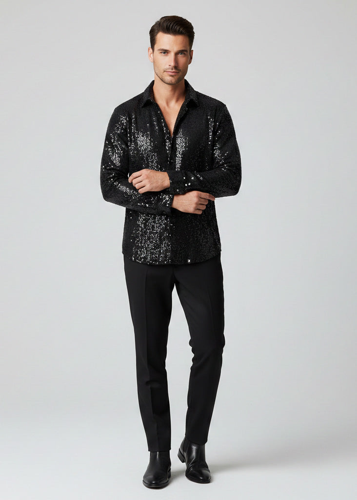 Sequins Long Sleeve Shirt