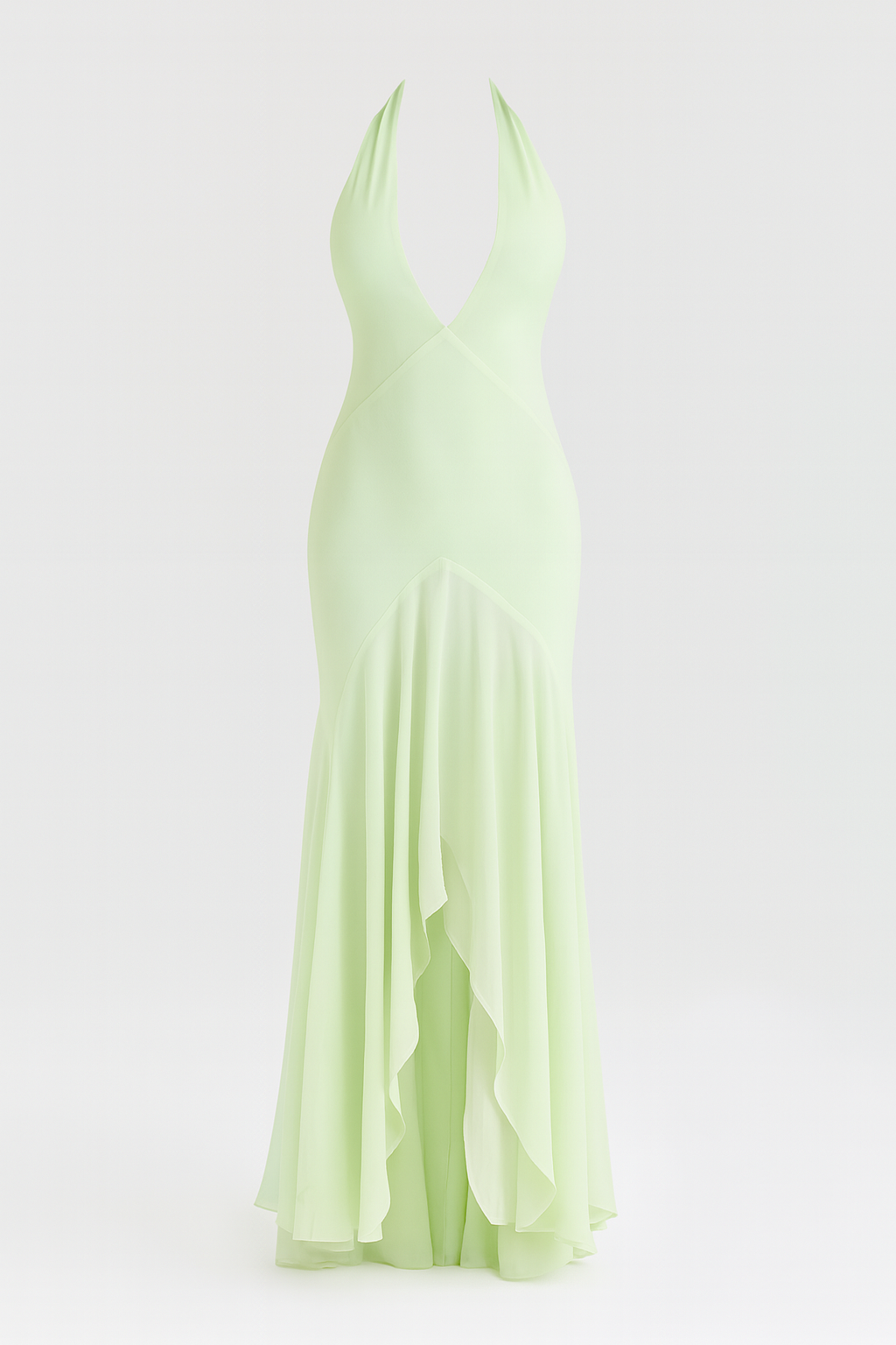 Halter Neck Plunging Backless Maxi Dress