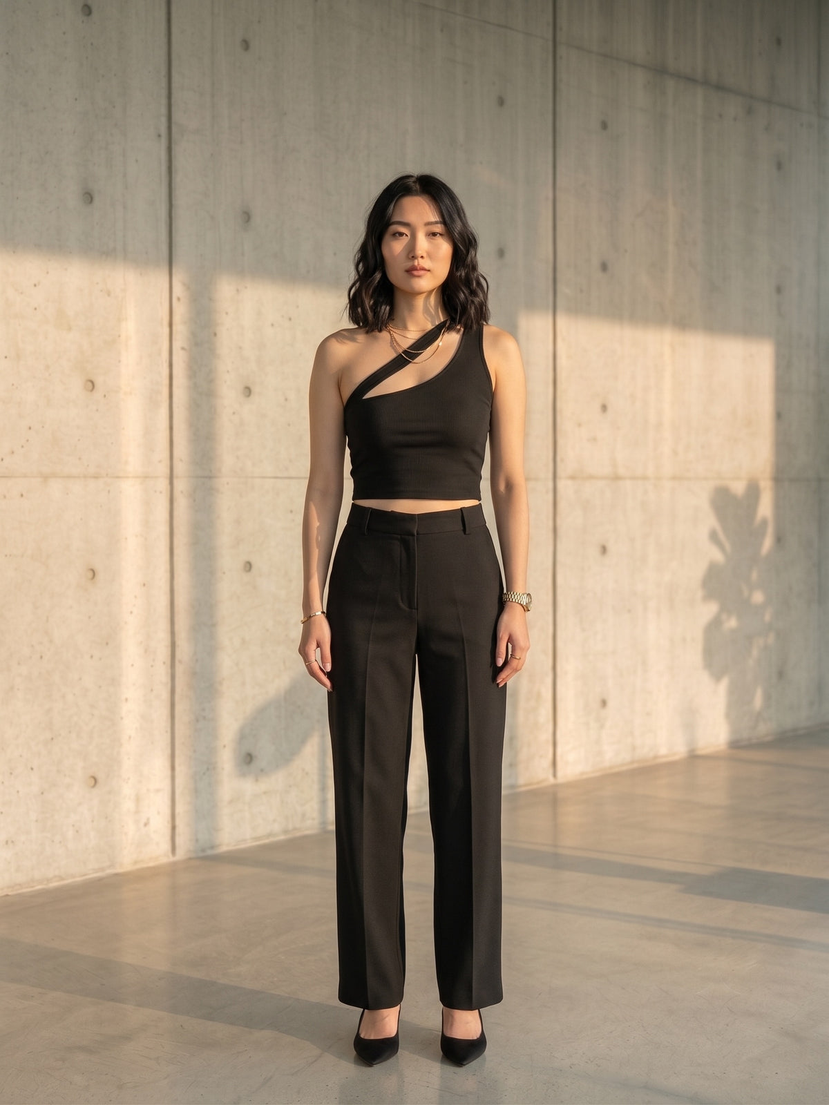 Hannah Double Strap One-shoulder Crop Top